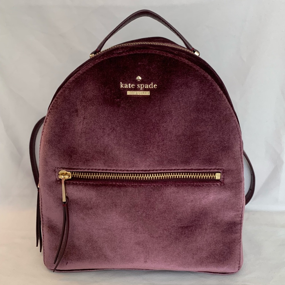 🤩RARE🤩💯% Authentic Kate Spade Dawn Place Velvet Backpack Bag - Picture 3 of 13